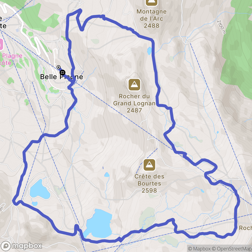 La Plagne-Tarentaise : carte du parcours de randonnée - France