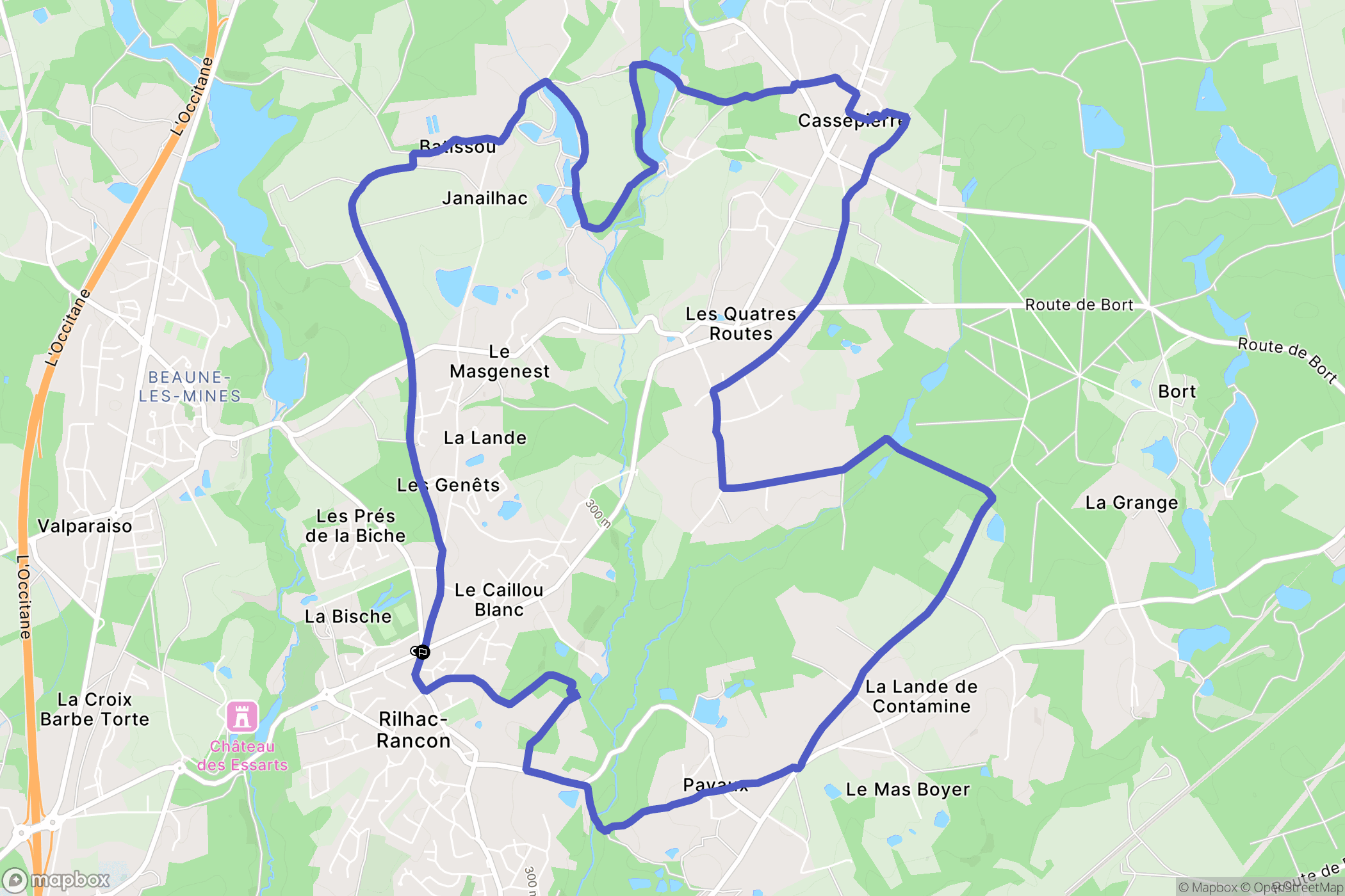 Rilhac-Rancon : carte du parcours de randonnée - France