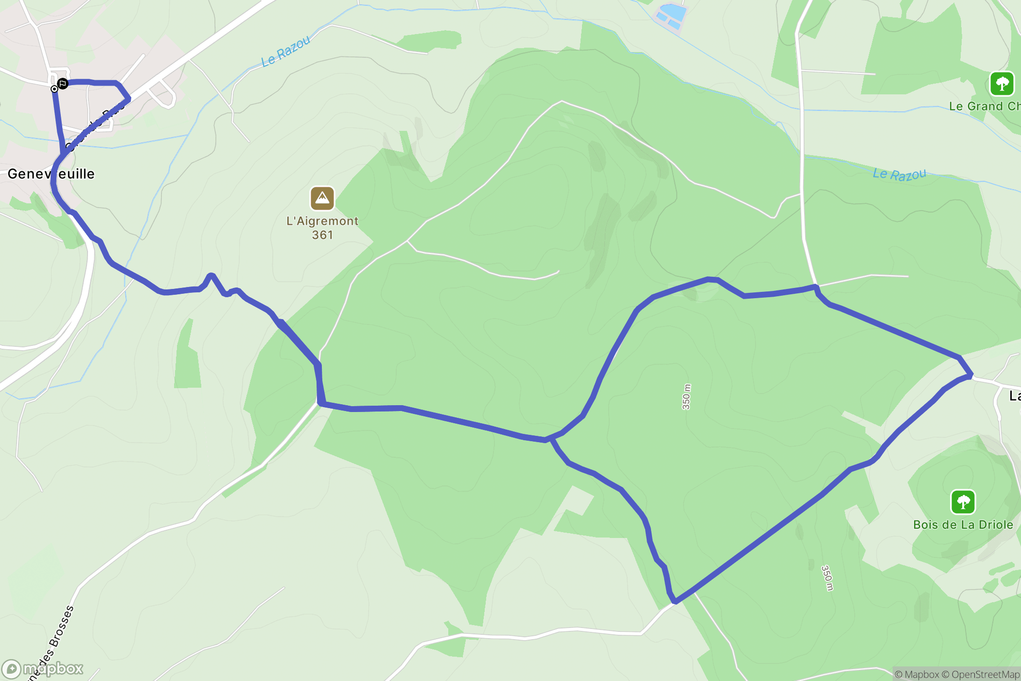 Genevreuille : carte du parcours de randonnée - France