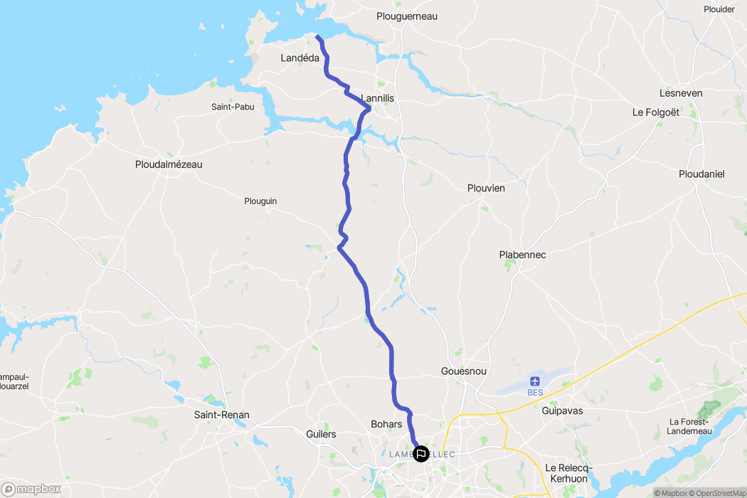 Brest : carte du parcours de randonnée - France
