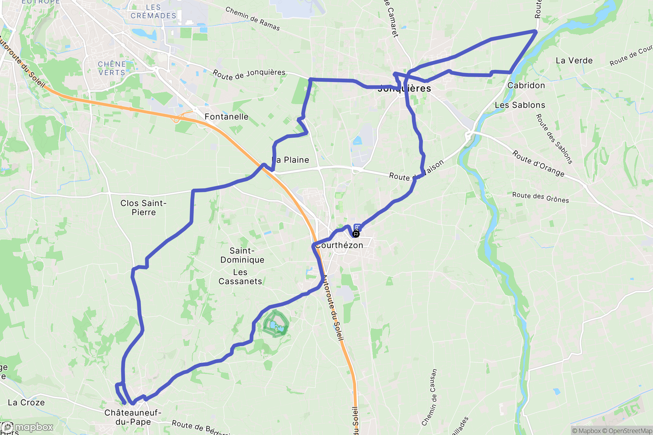 Courthézon : carte du parcours de randonnée - France