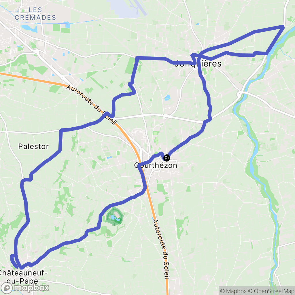 Courthézon : carte du parcours de randonnée - France