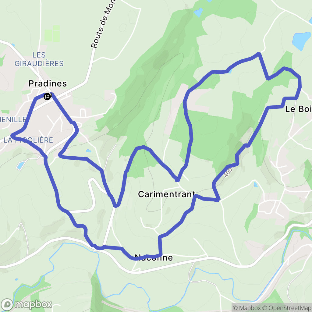 Pradines : carte du parcours de randonnée - France