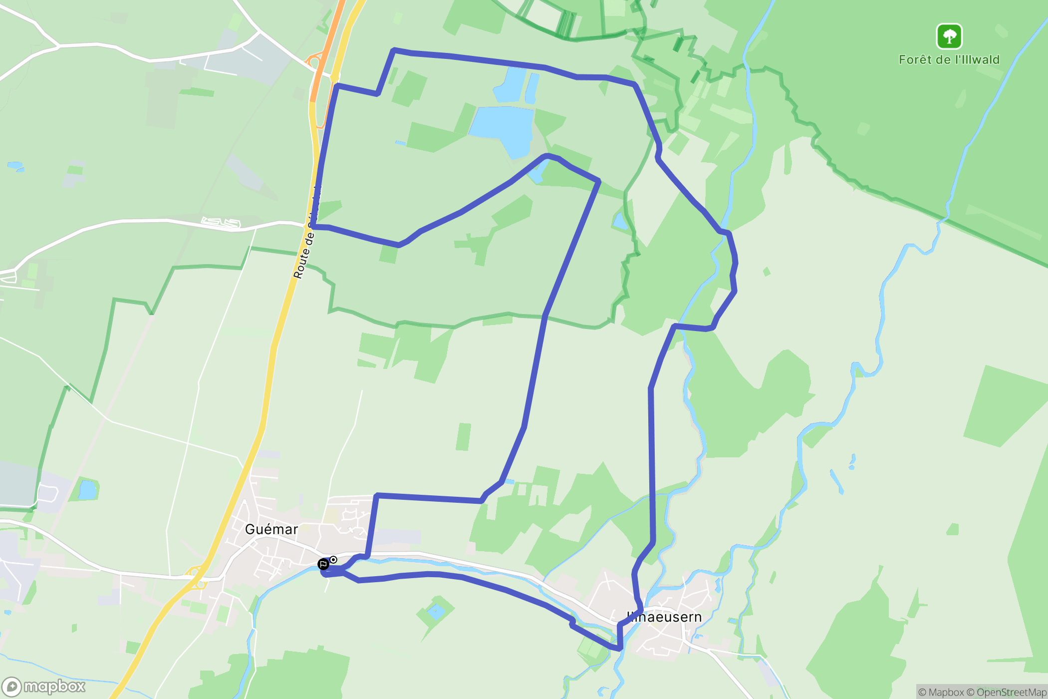 Guémar : carte du parcours de randonnée - France