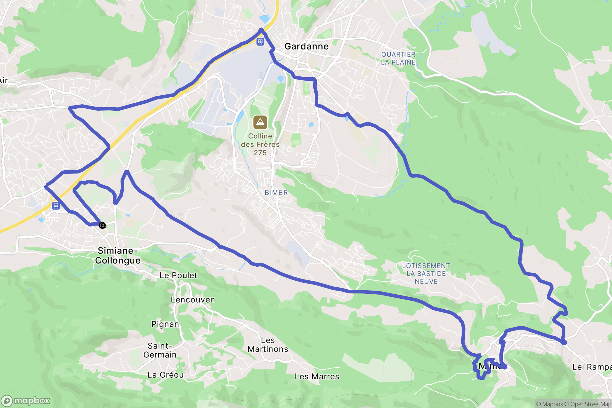 Simiane-Collongue : carte du parcours de randonnée - France