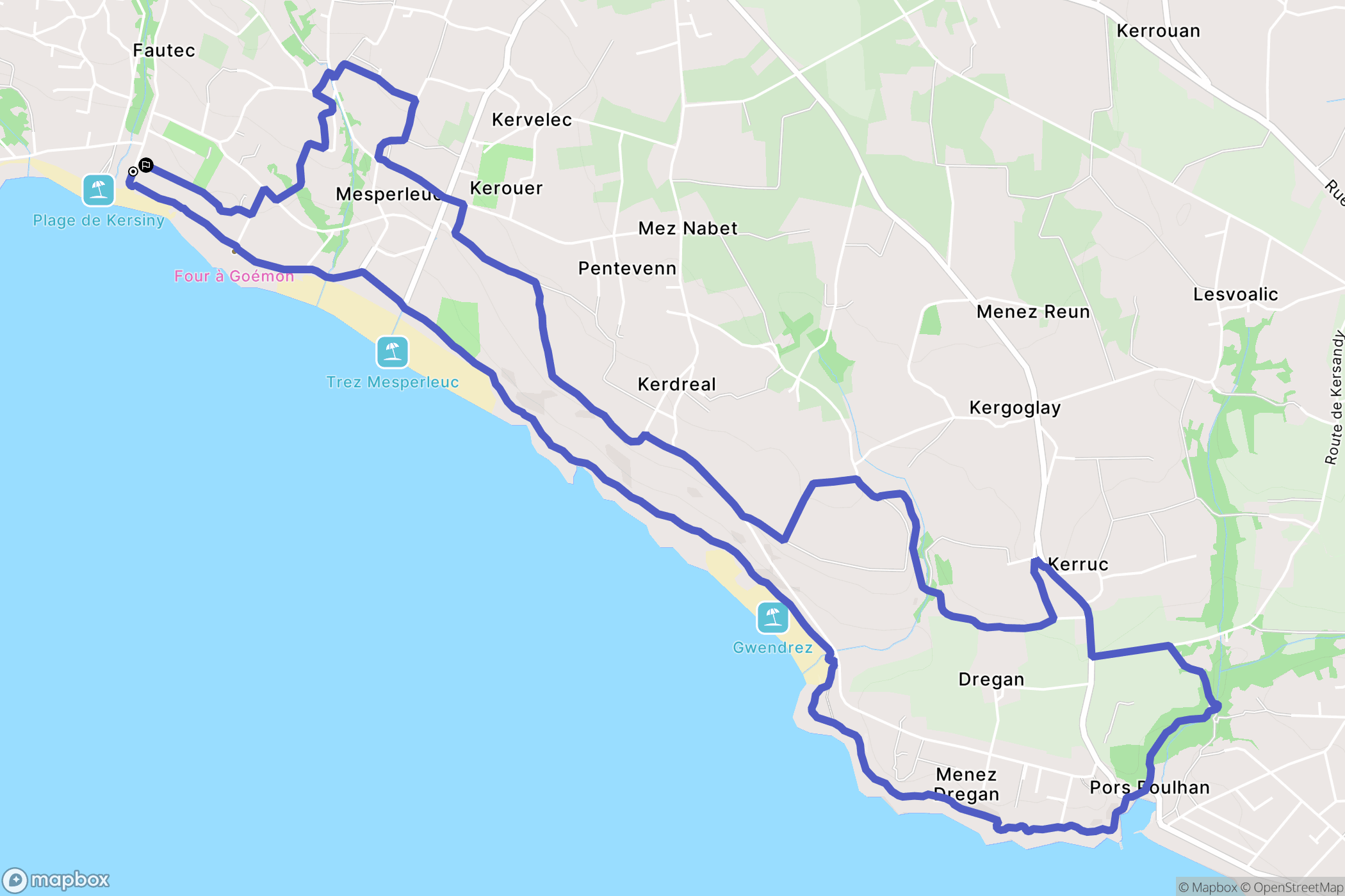 Plouhinec : carte du parcours de randonnée - France