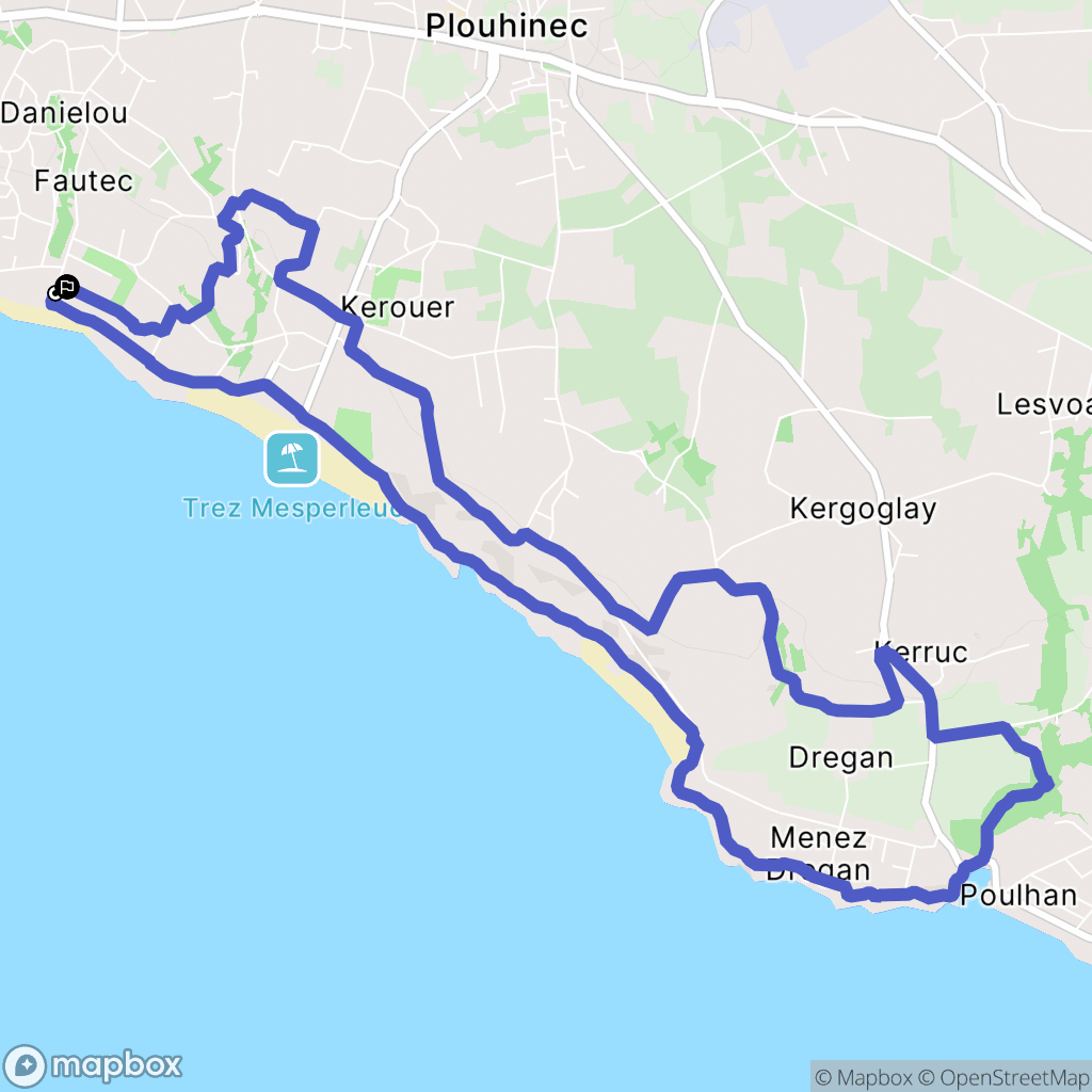 Plouhinec : carte du parcours de randonnée - France