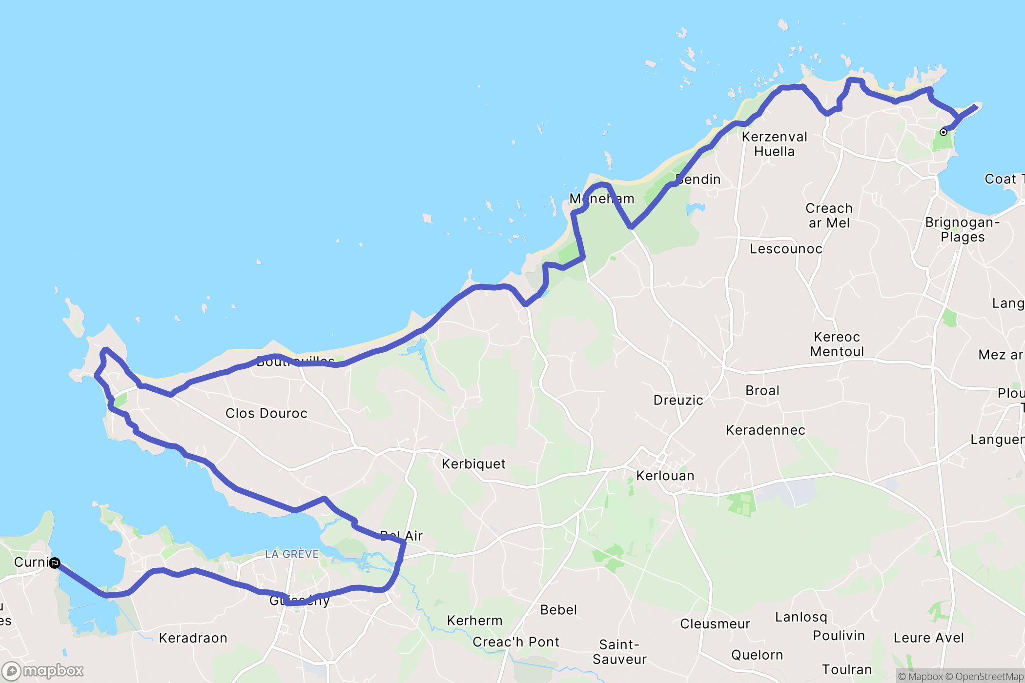 Plounéour-Brignogan-plages : carte du parcours de randonnée - France