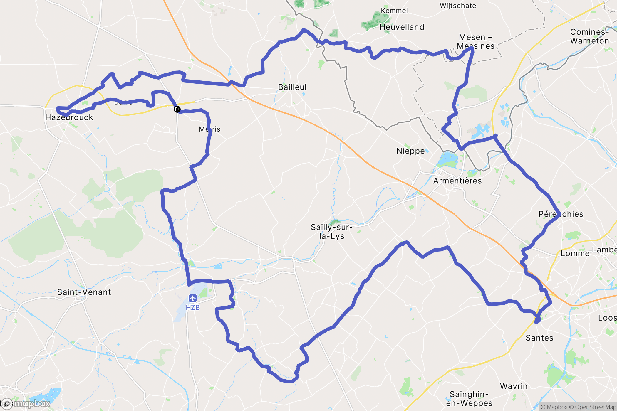 Strazeele : carte du parcours de randonnée - France