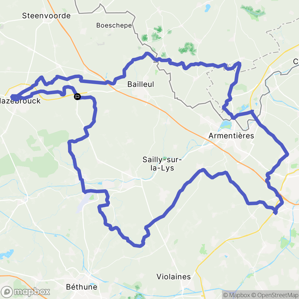 Strazeele : carte du parcours de randonnée - France