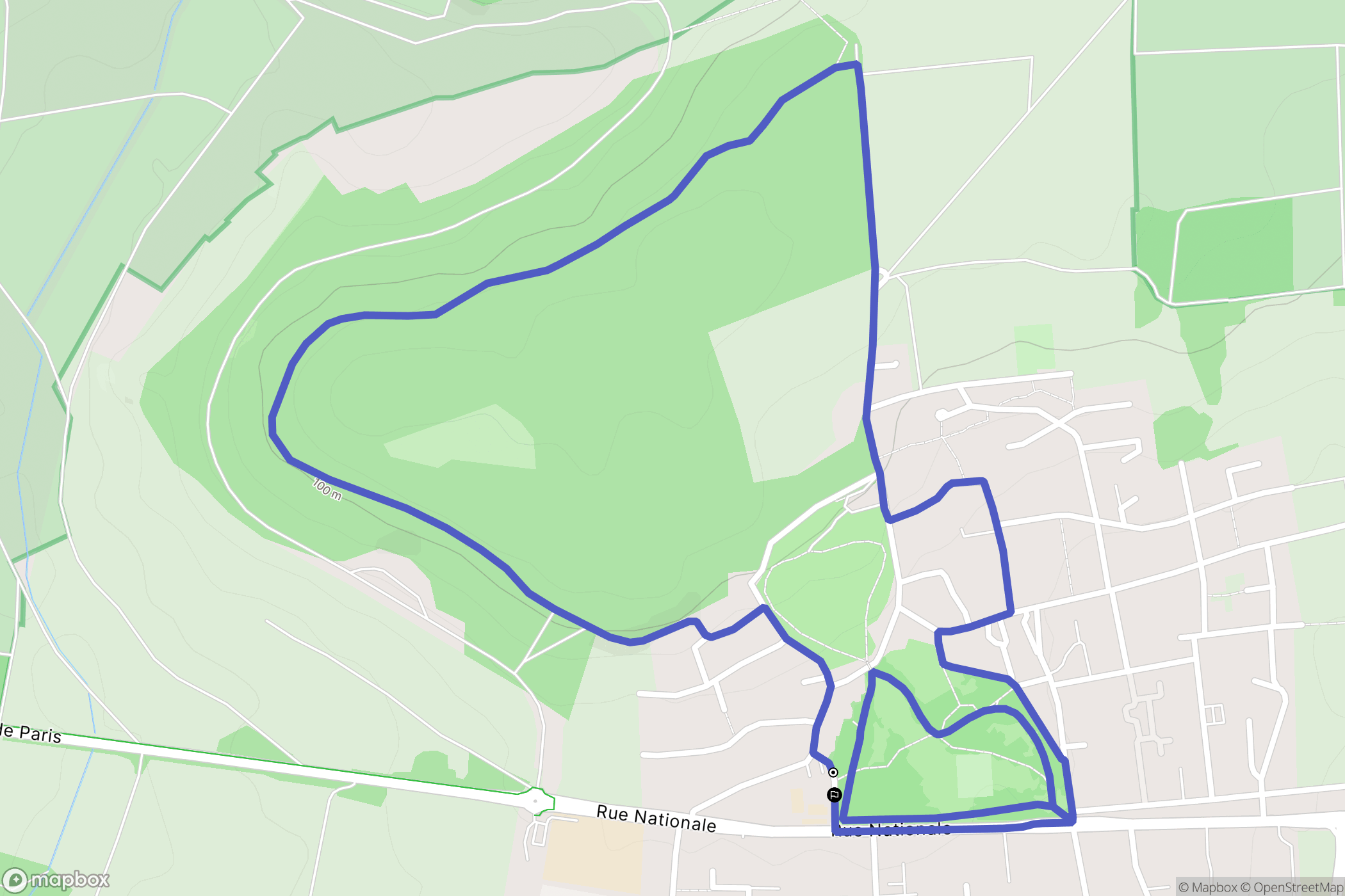 Issou : carte du parcours de randonnée - France