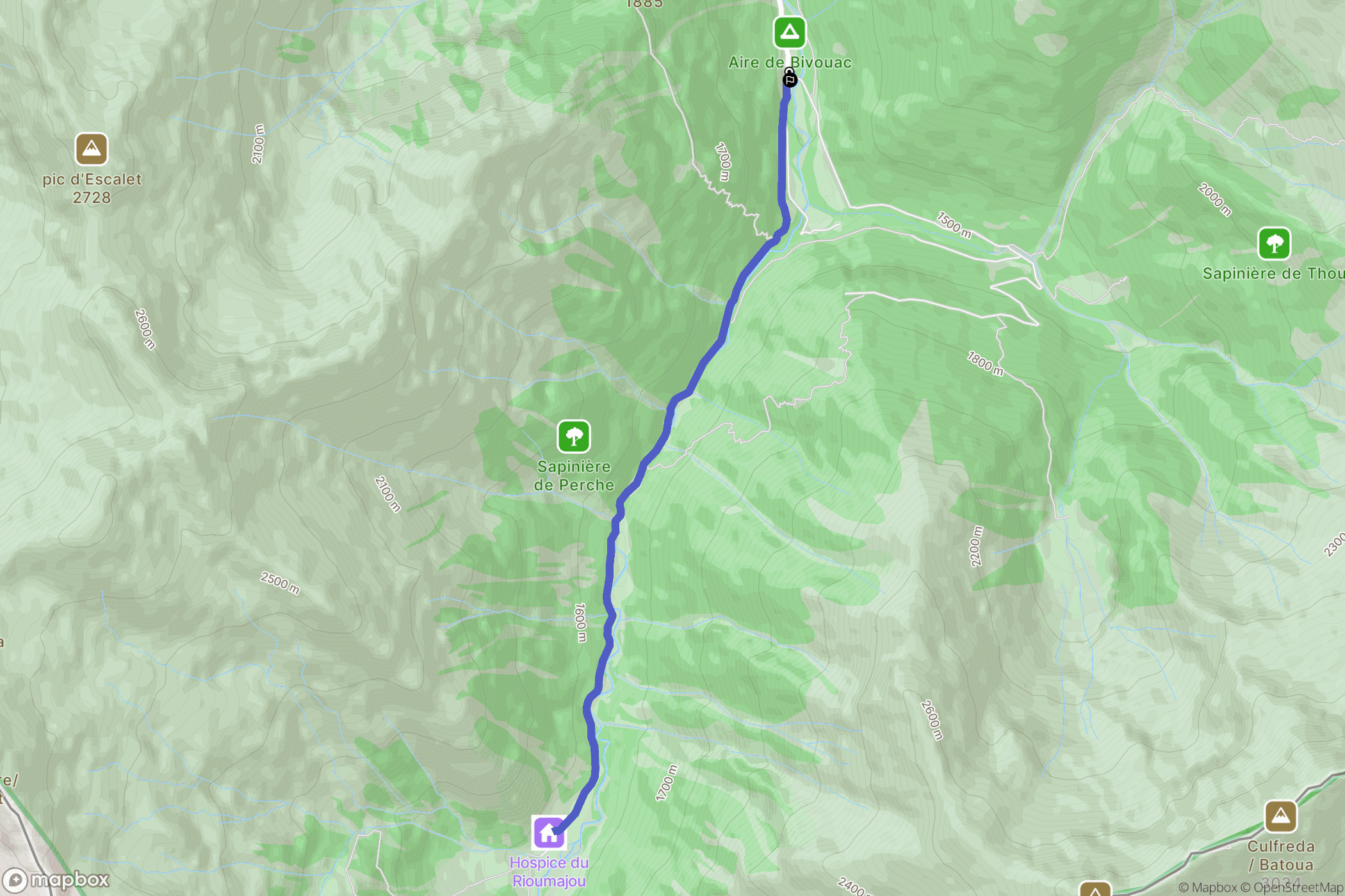 Saint-Lary-Soulan : carte du parcours de randonnée - France