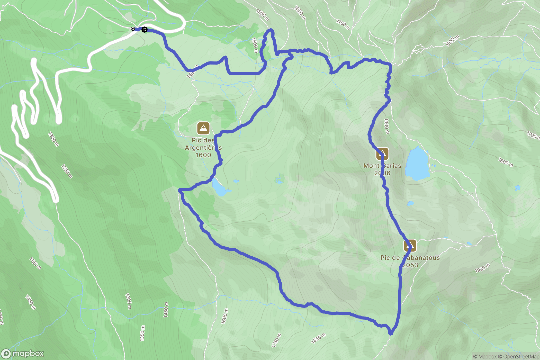 Aulus-les-Bains : carte du parcours de randonnée - France