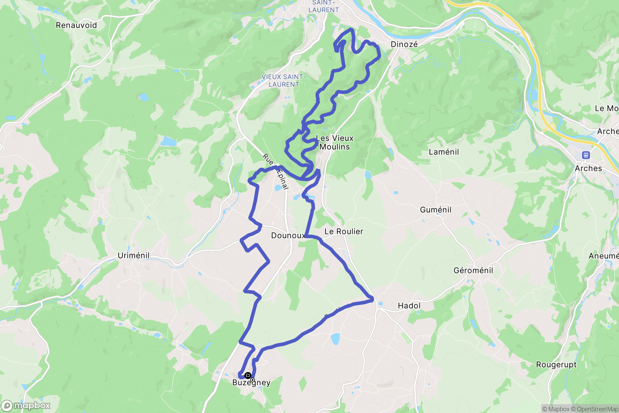 Hadol : carte du parcours de randonnée - France