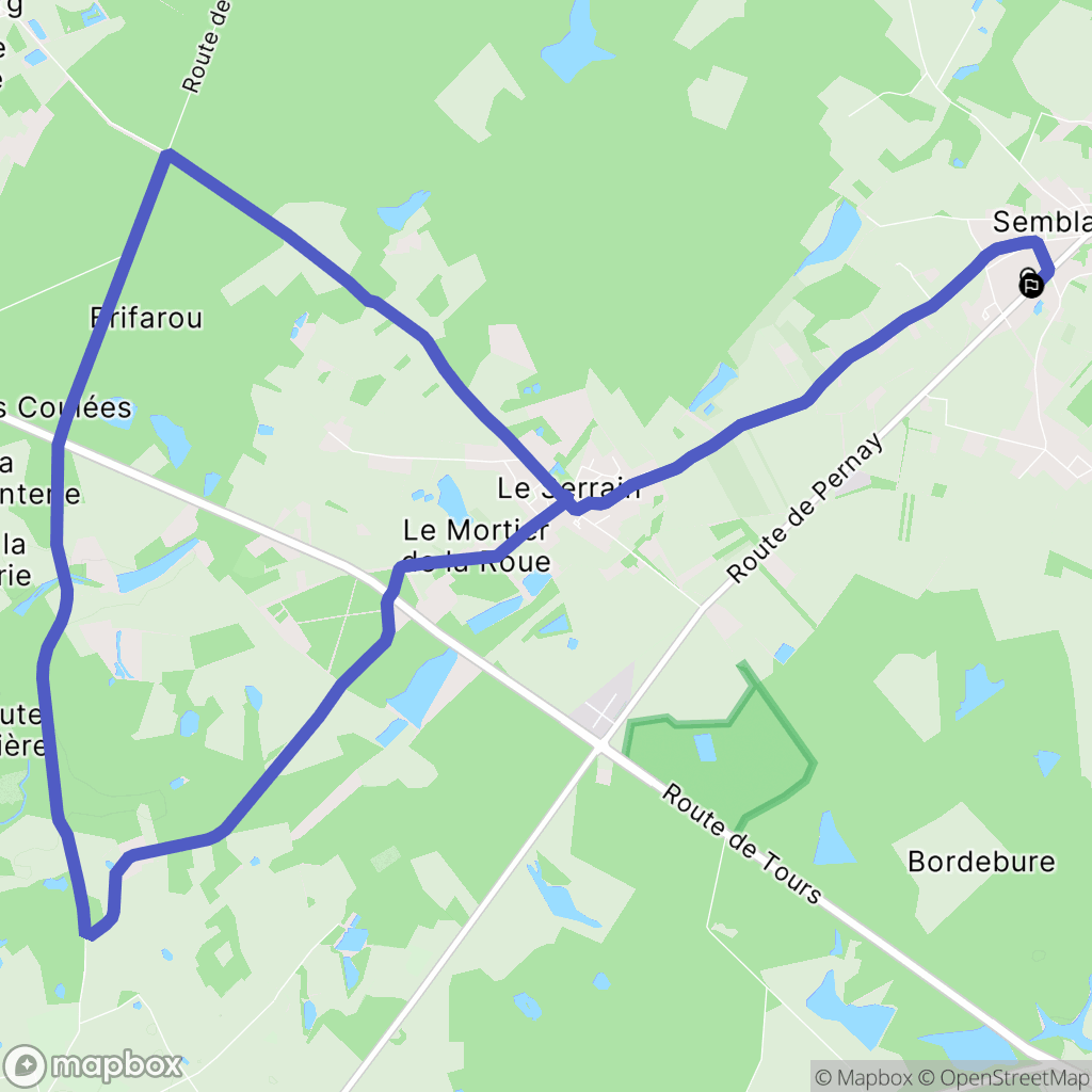 Semblançay : carte du parcours de randonnée - France