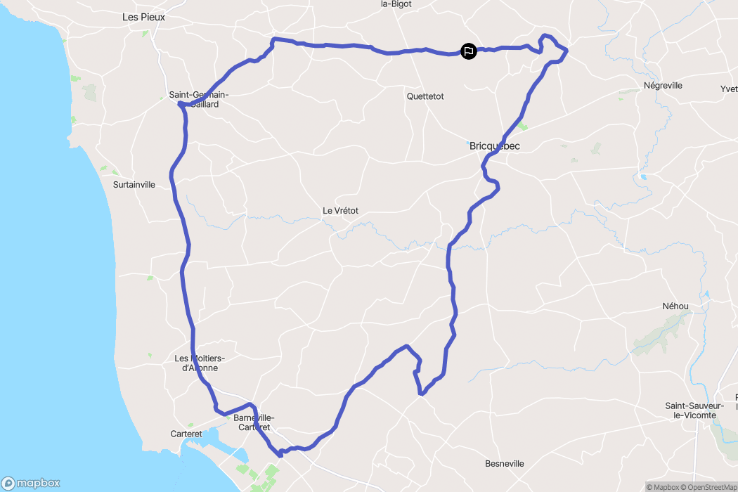 Rauville-la-Bigot : carte du parcours de randonnée - France