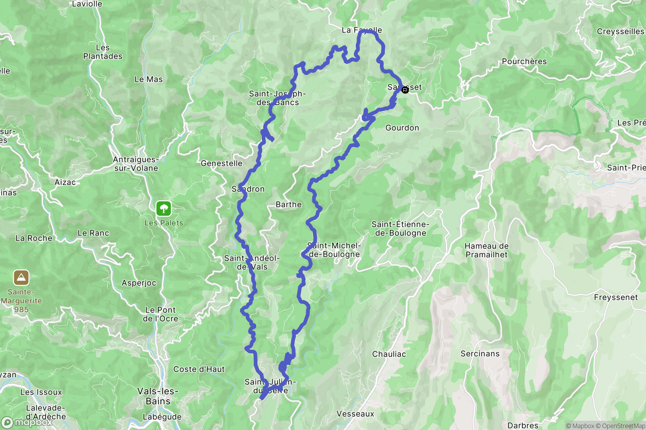 Gourdon : carte du parcours de randonnée - France