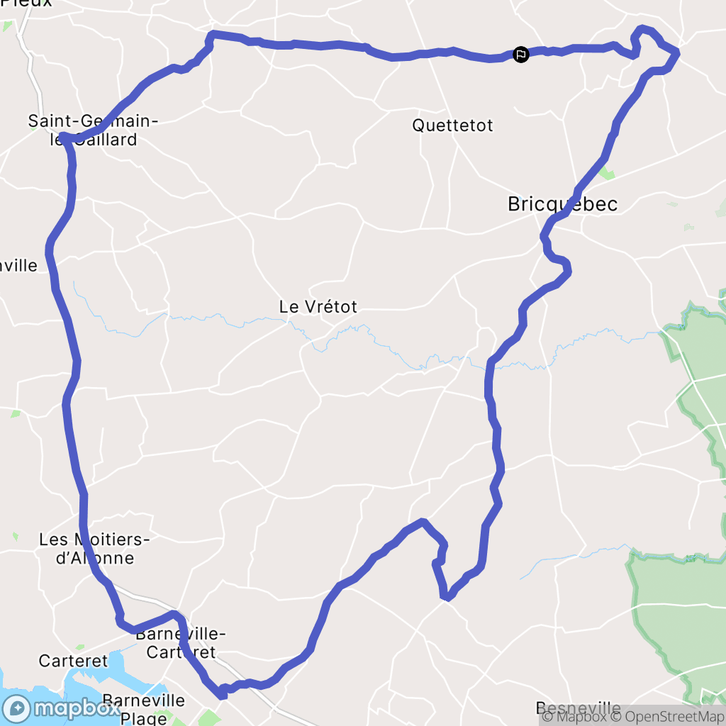 Rauville-la-Bigot : carte du parcours de randonnée - France