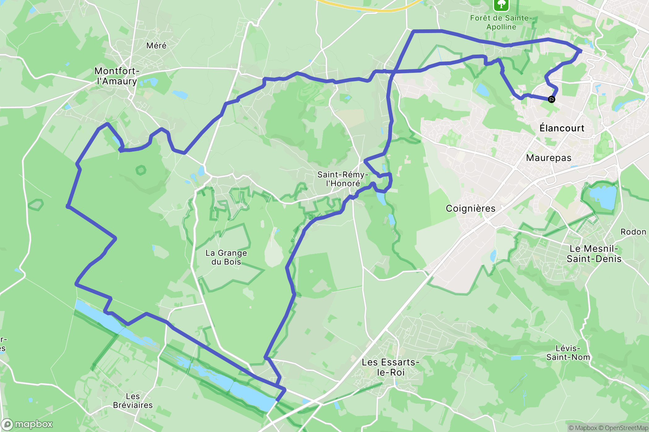 Élancourt : carte du parcours de randonnée - France