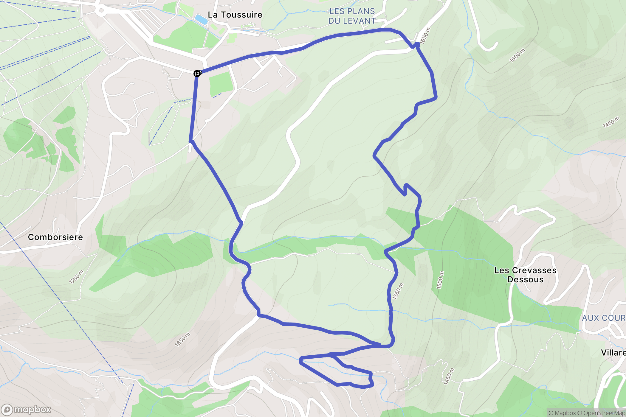 Fontcouverte-la-Toussuire : carte du parcours de randonnée - France