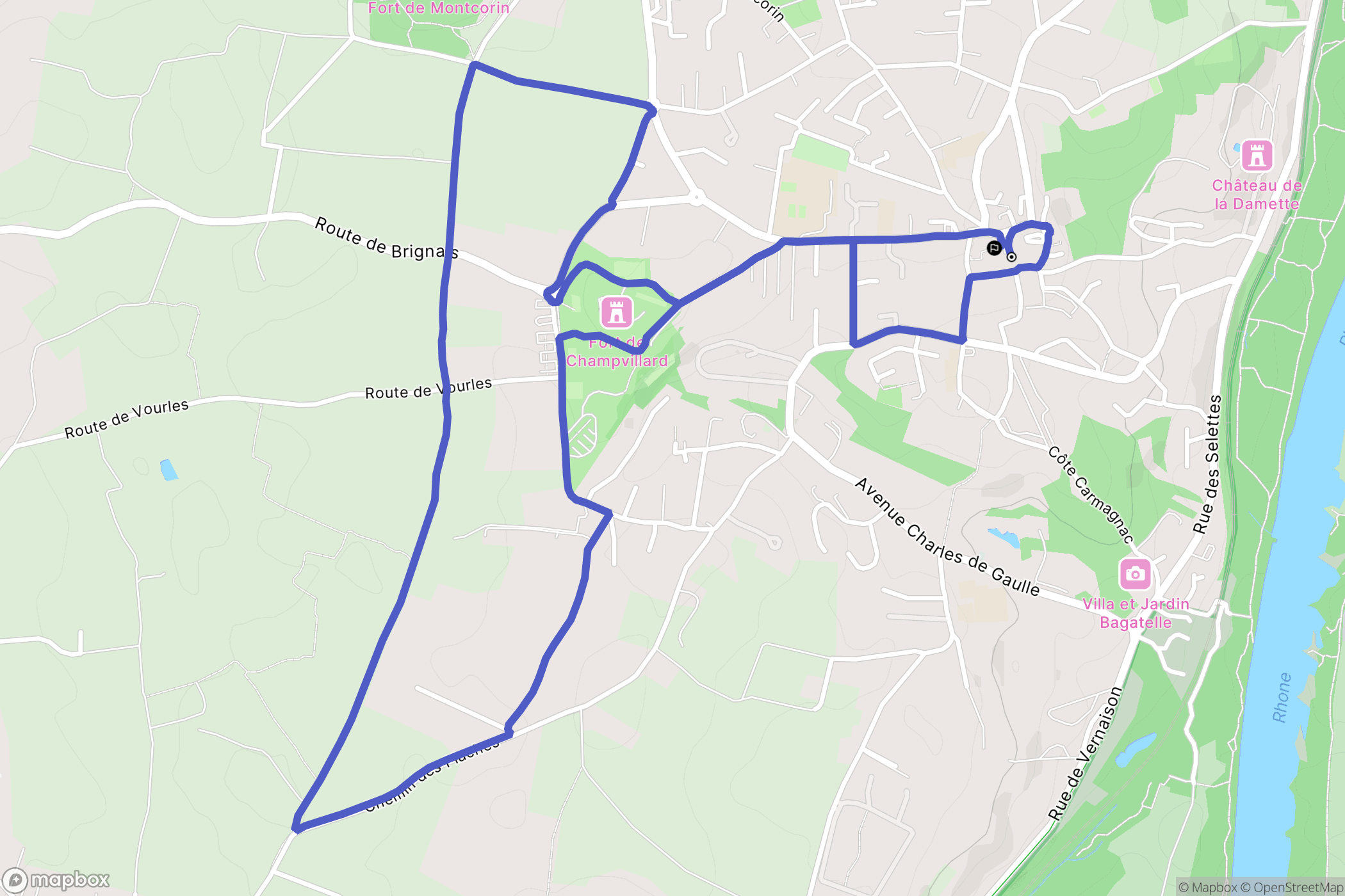 Irigny : carte du parcours de randonnée - France