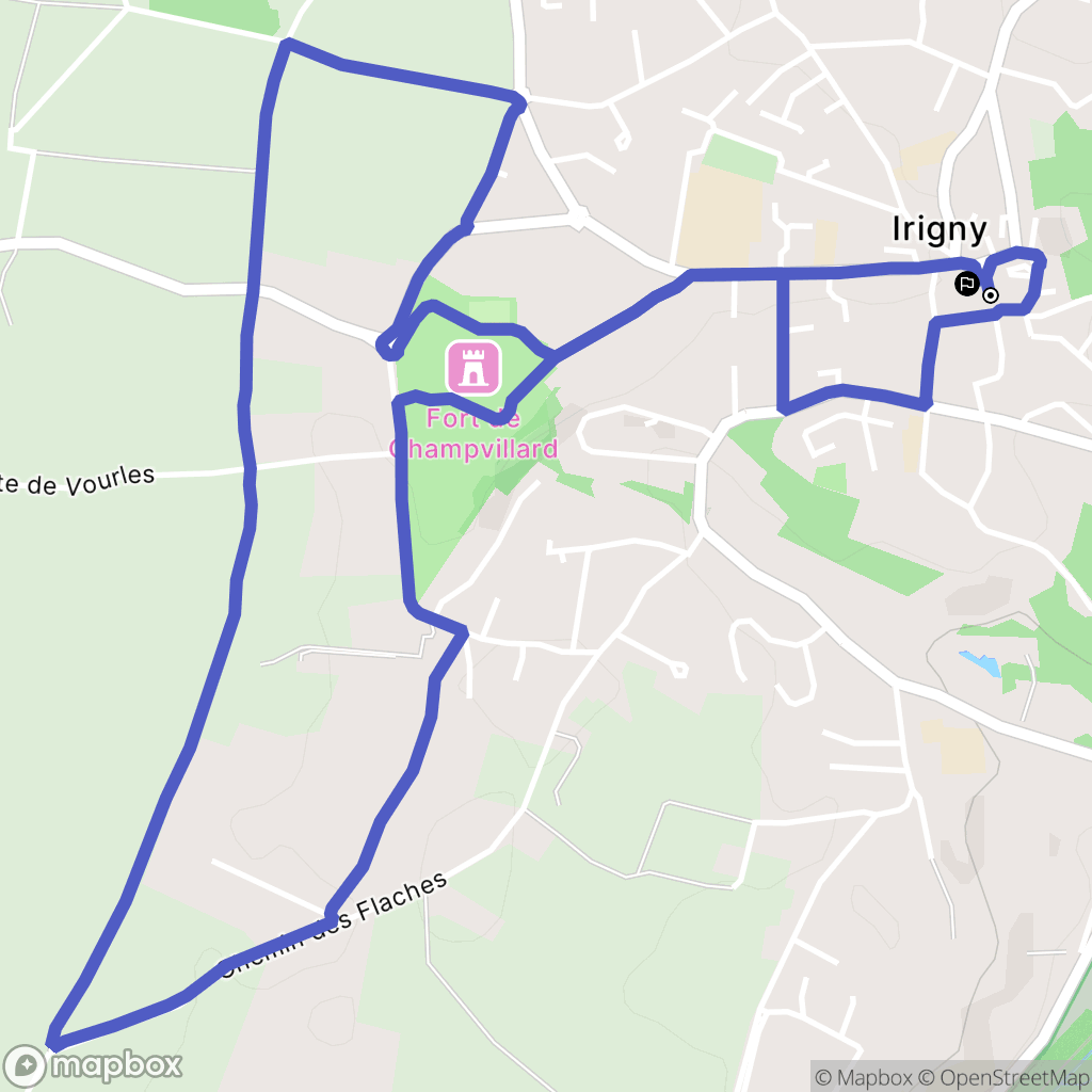Irigny : carte du parcours de randonnée - France
