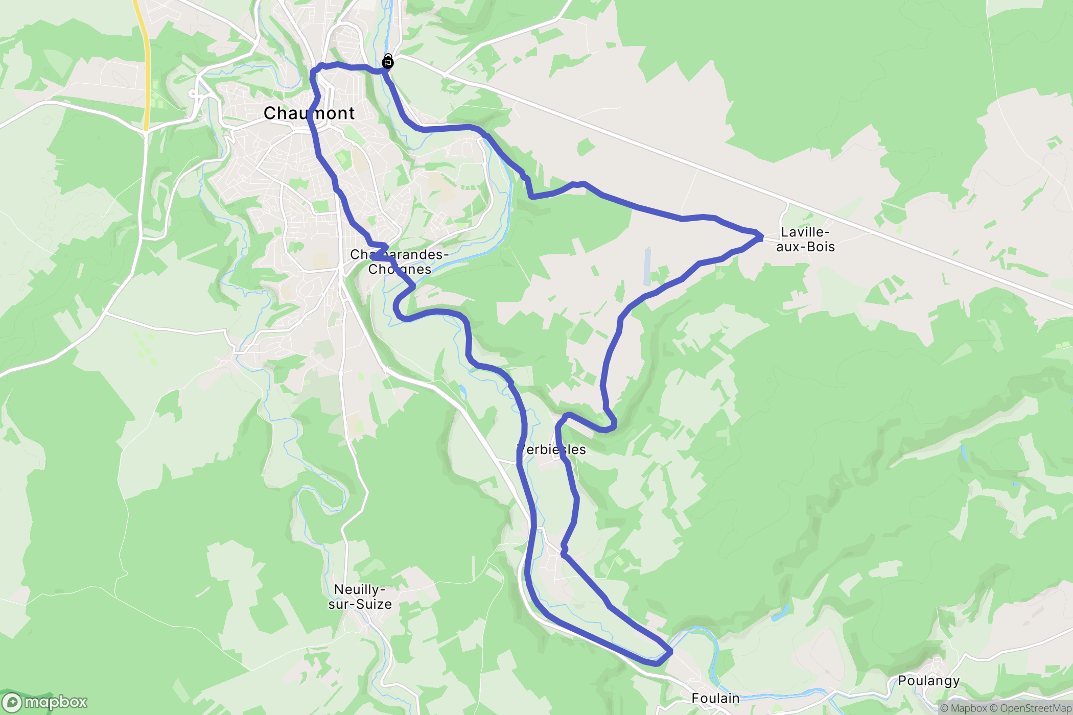 Chaumont : carte du parcours de randonnée - France