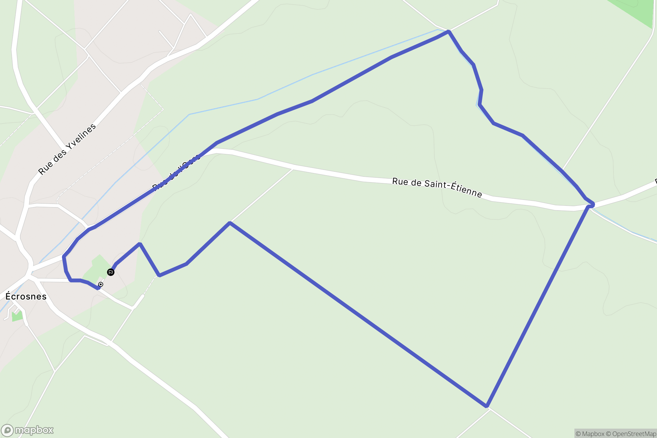 Écrosnes : carte du parcours de randonnée - France
