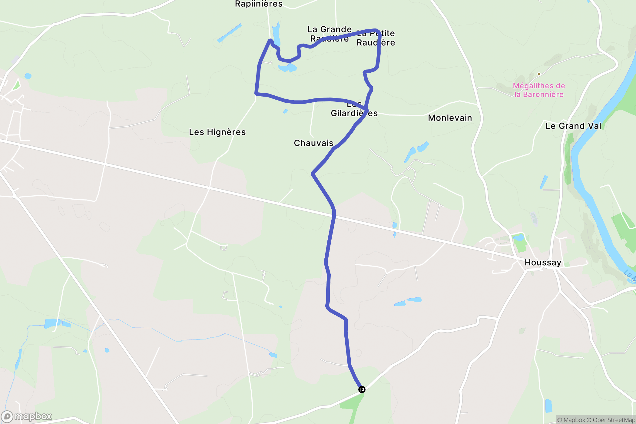Houssay : carte du parcours de randonnée - France
