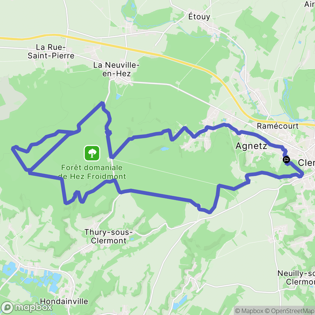 Clermont : carte du parcours de randonnée - France