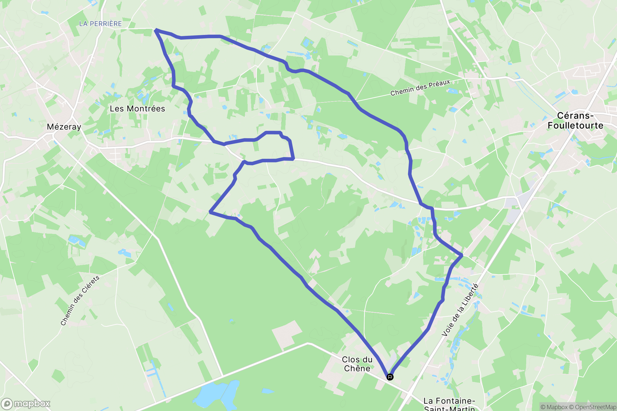 La Fontaine-Saint-Martin : carte du parcours de randonnée - France