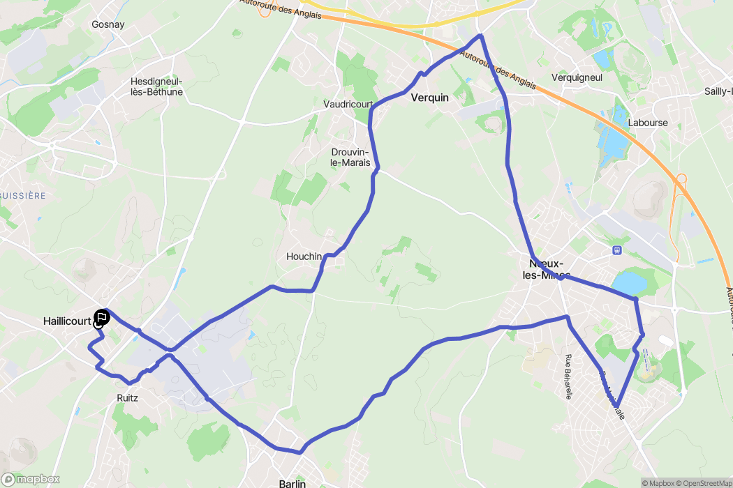 Haillicourt : carte du parcours de randonnée - France