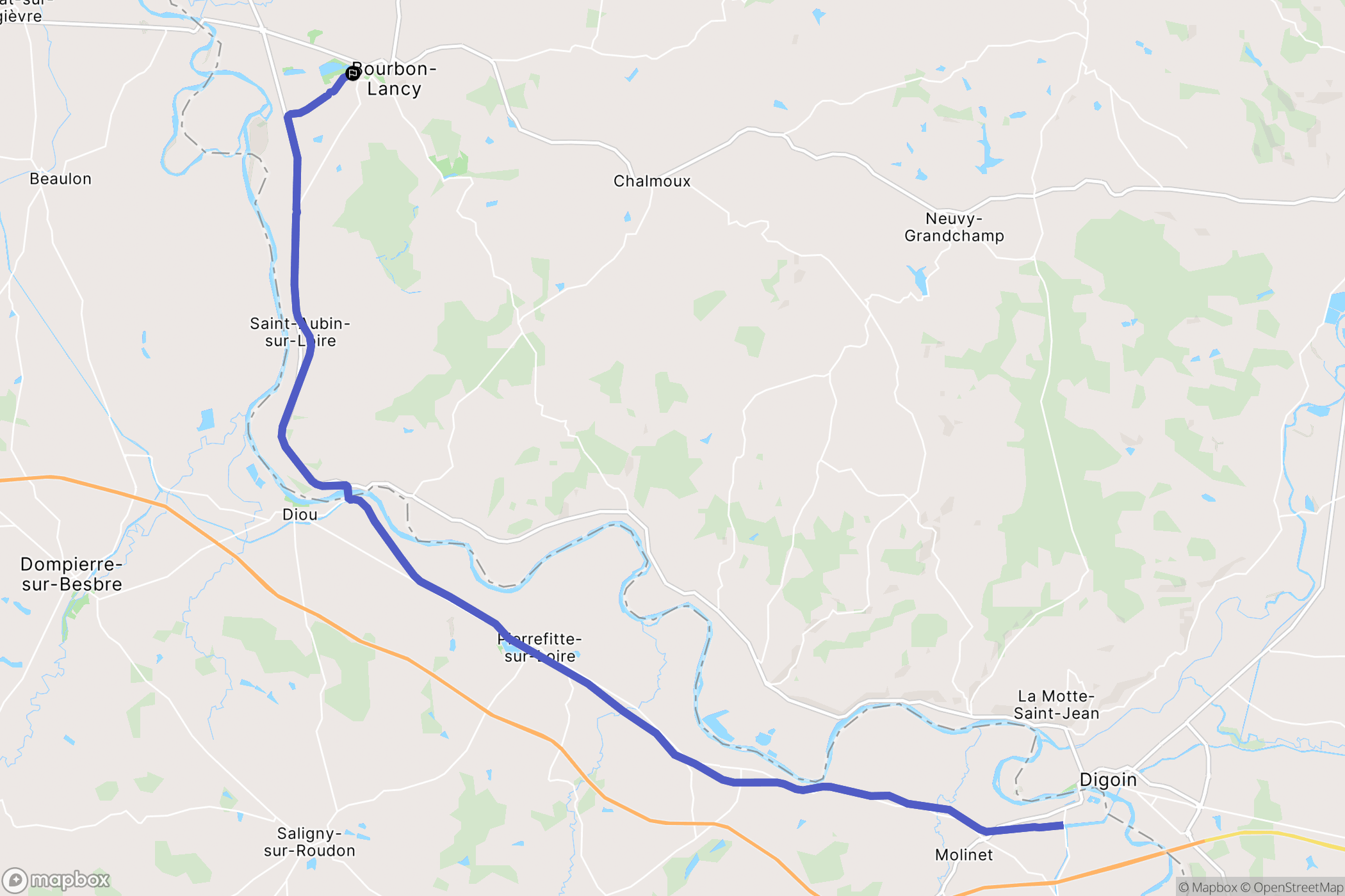 Bourbon-Lancy : carte du parcours de randonnée - France
