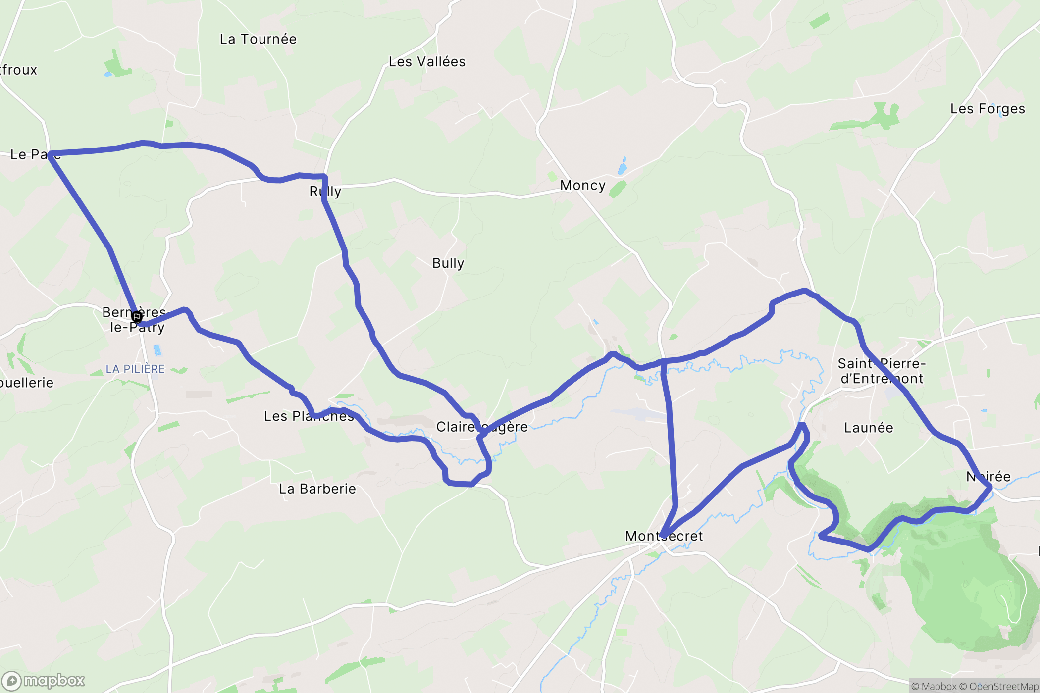 Valdallière : carte du parcours de randonnée - France