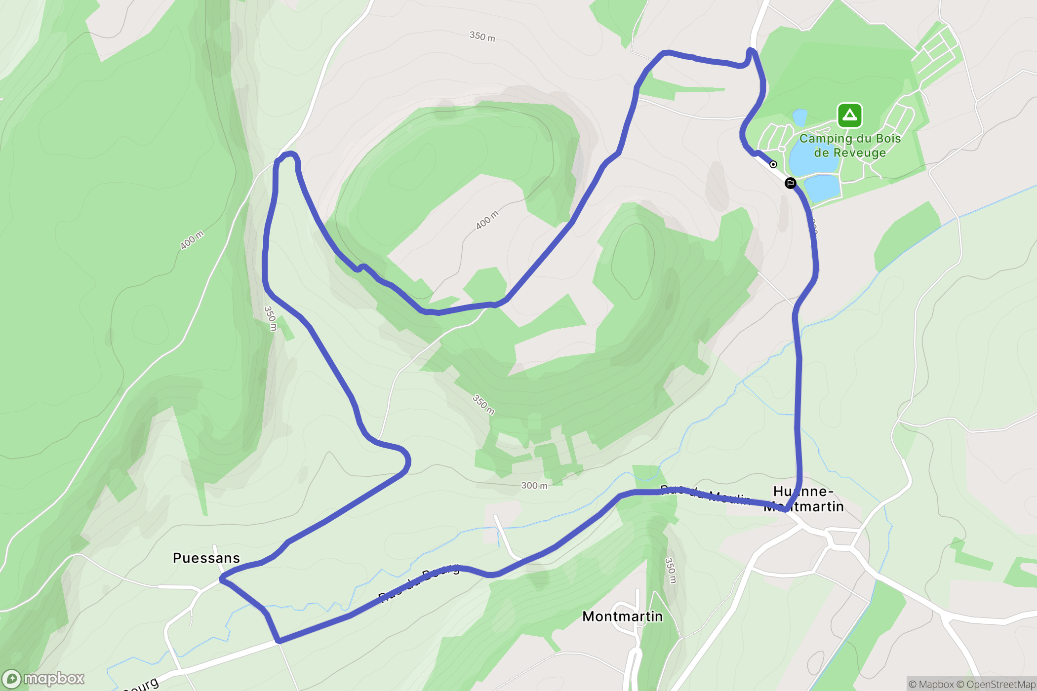 Huanne-Montmartin : carte du parcours de randonnée - France