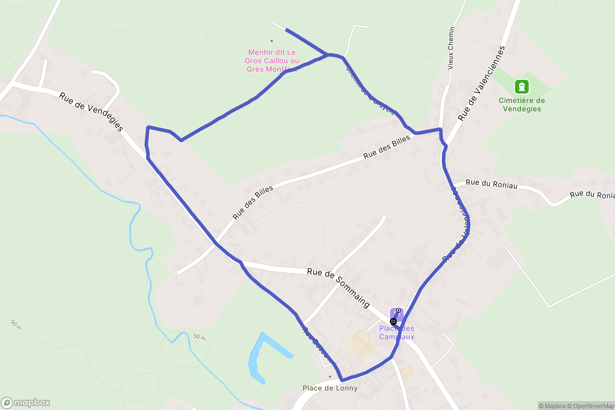 Vendegies-sur-Écaillon : carte du parcours de randonnée - France