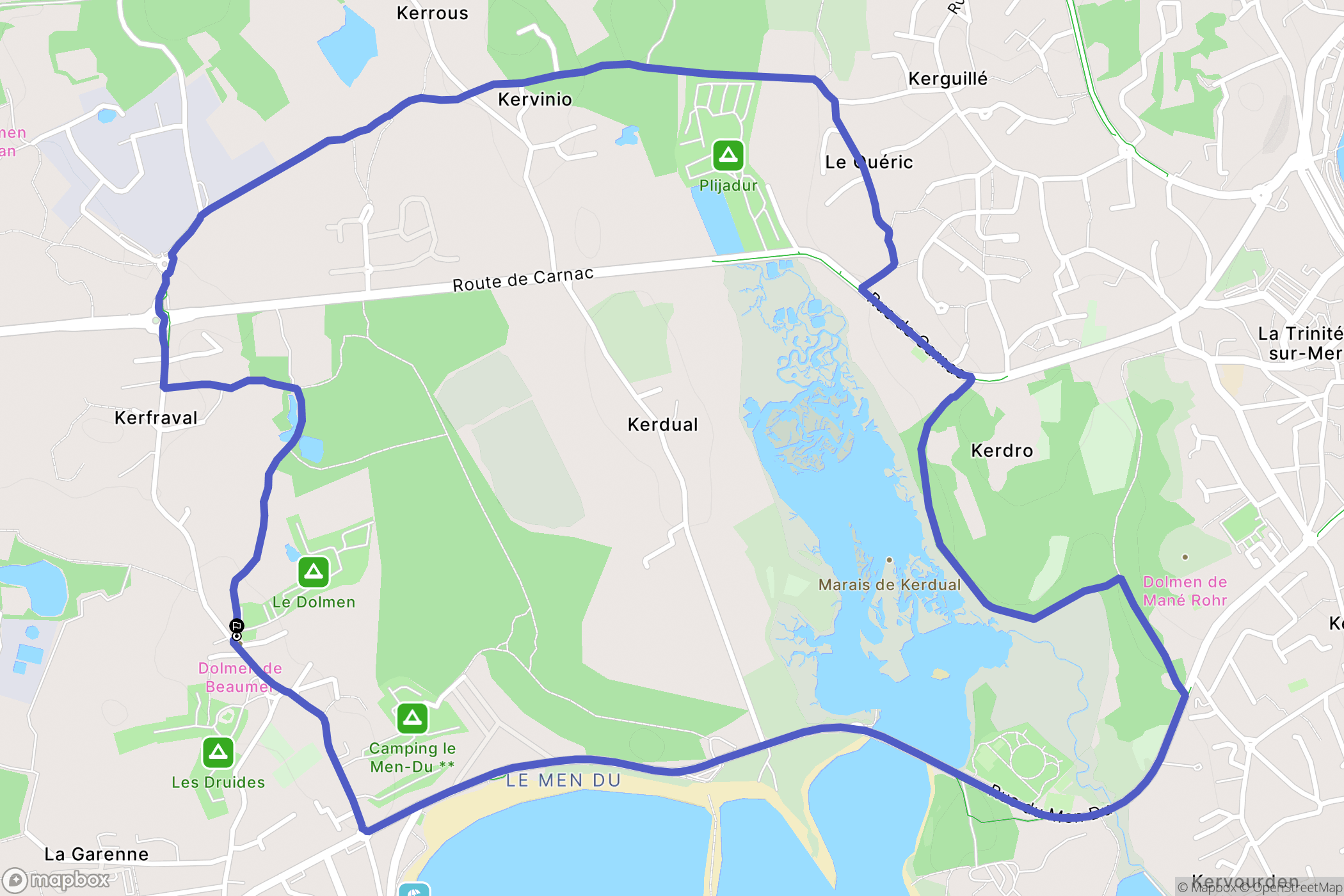 Carnac : carte du parcours de randonnée - France