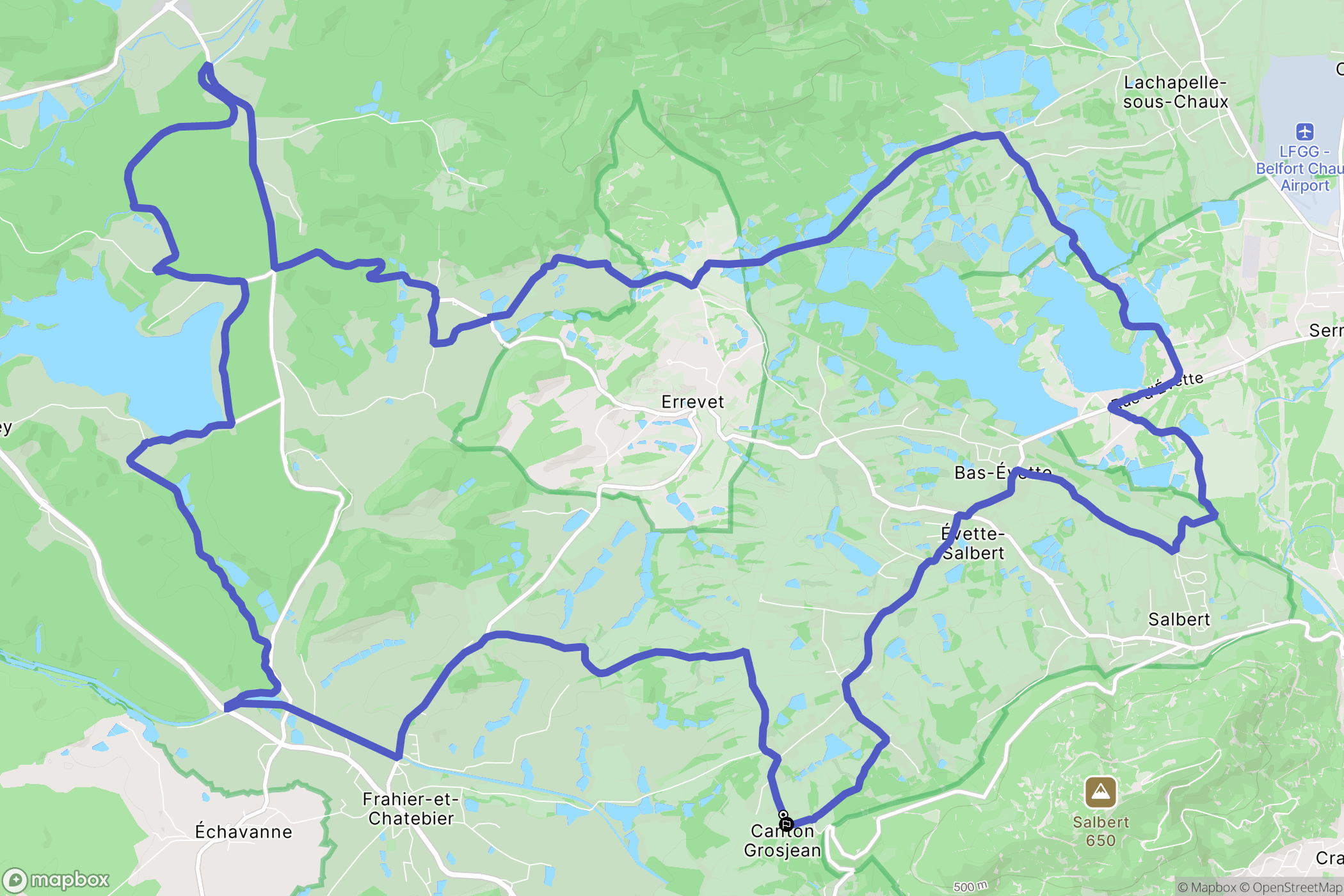 Évette-Salbert : carte du parcours de randonnée - France
