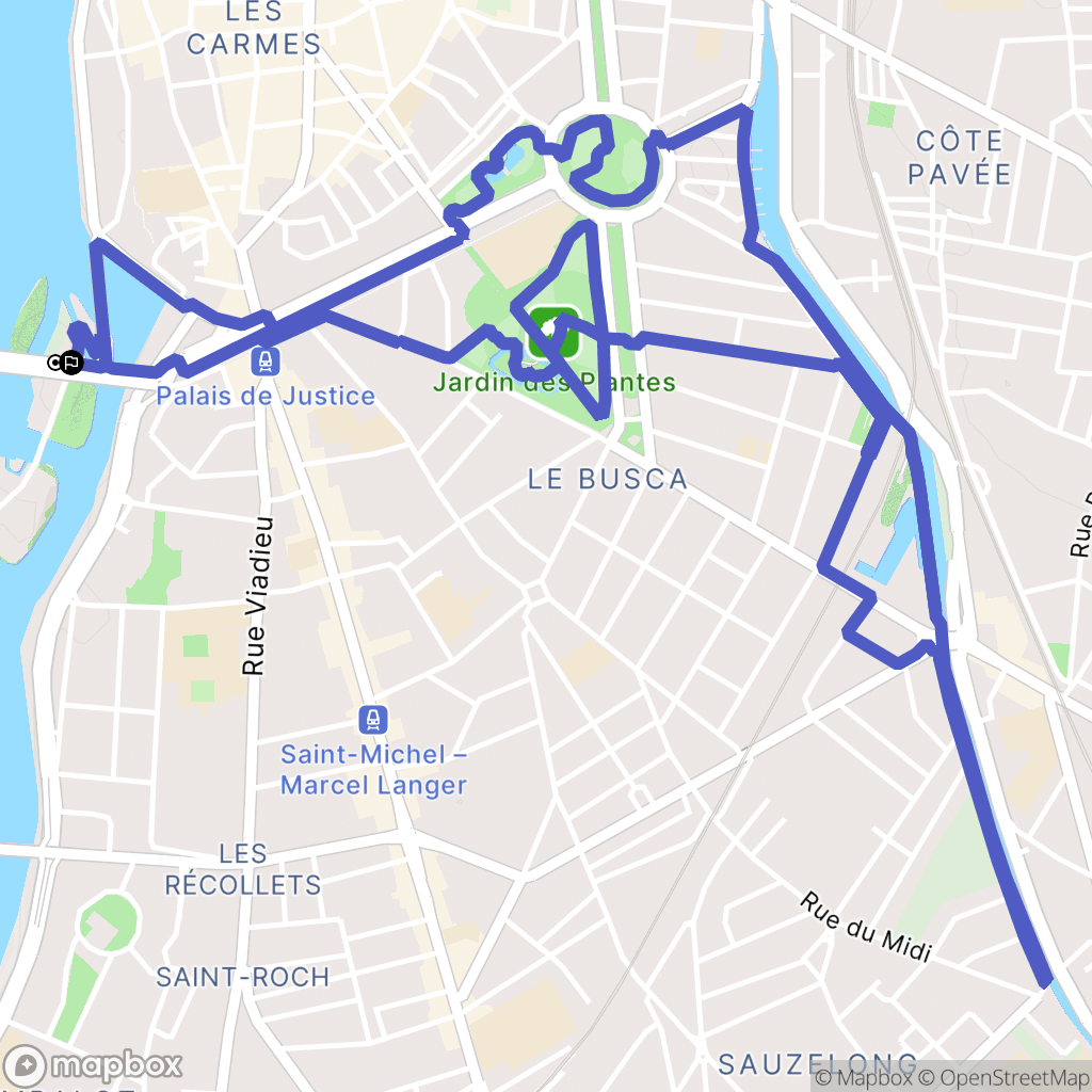 Toulouse : carte du parcours de randonnée - France
