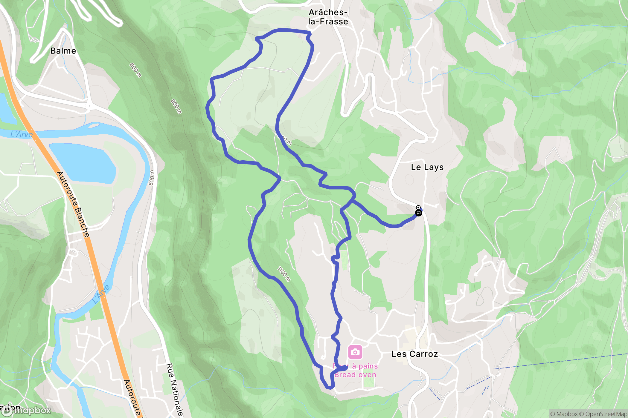 Arâches-la-Frasse : carte du parcours de randonnée - France