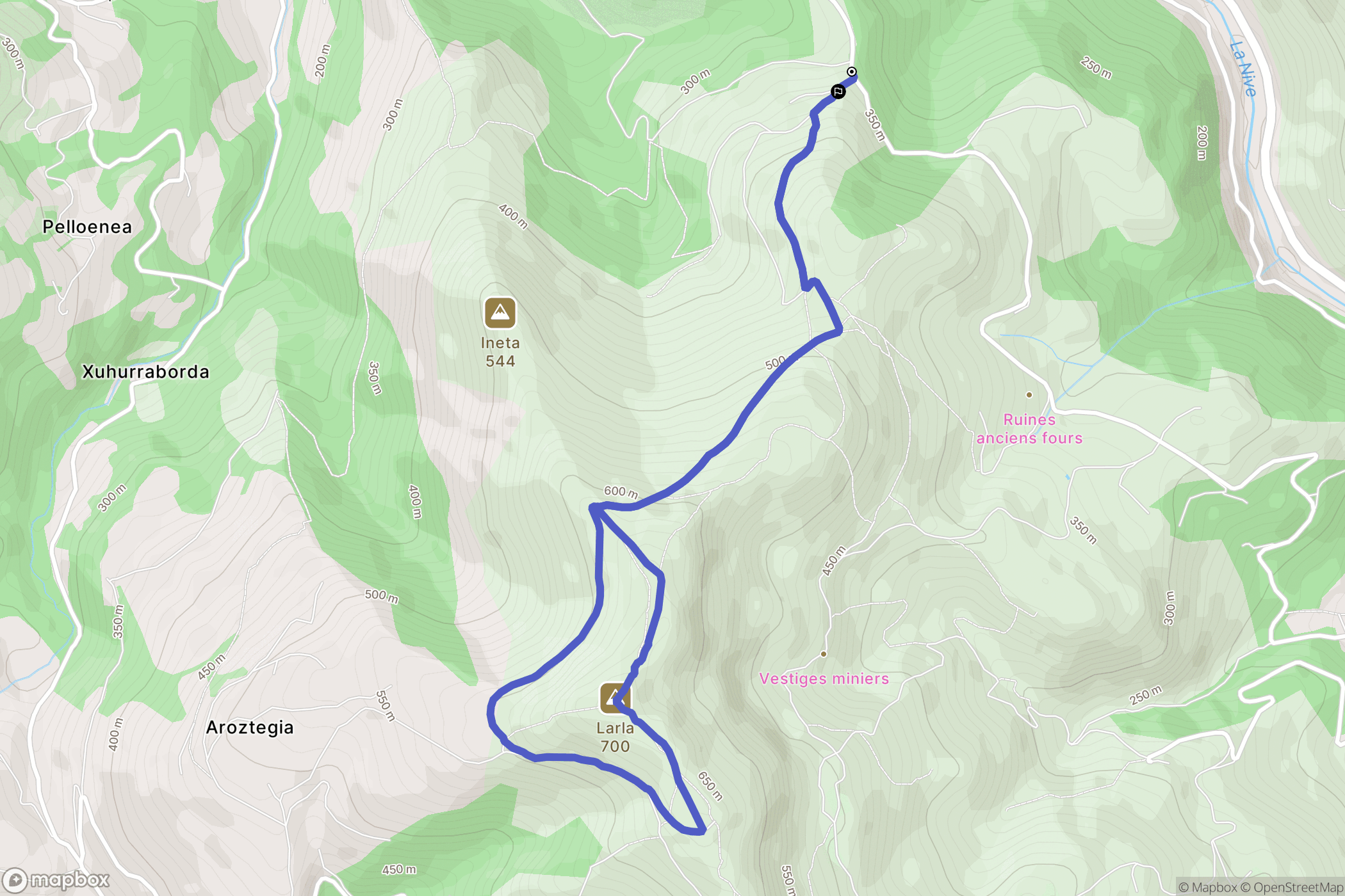 Saint-Martin-d'Arrossa : carte du parcours de randonnée - France