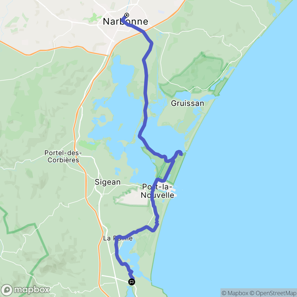Narbonne : carte du parcours de randonnée - France