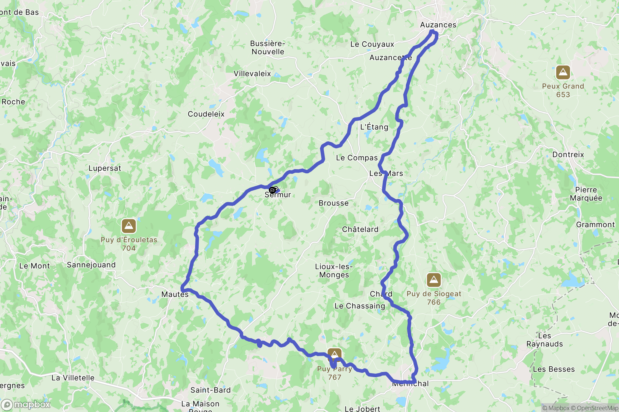 Sermur : carte du parcours de randonnée - France