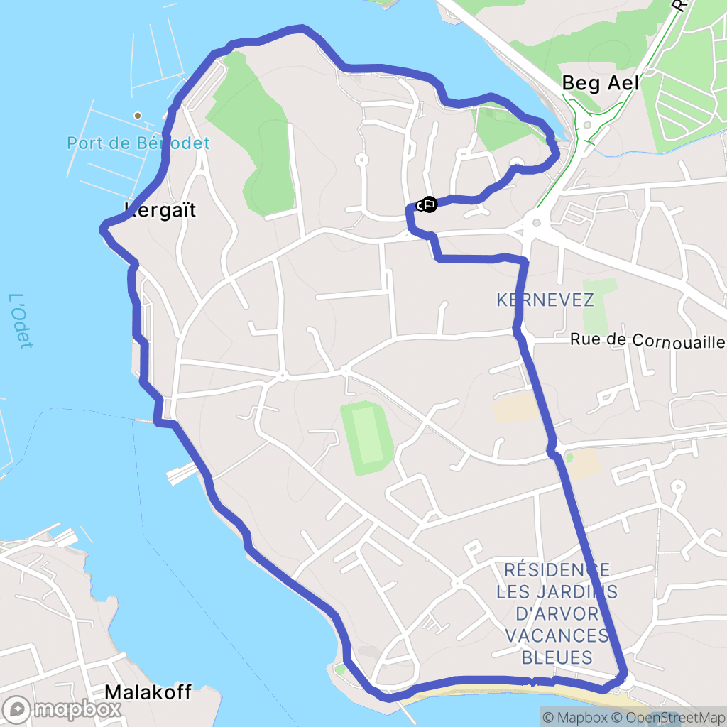 Bénodet : carte du parcours de randonnée - France
