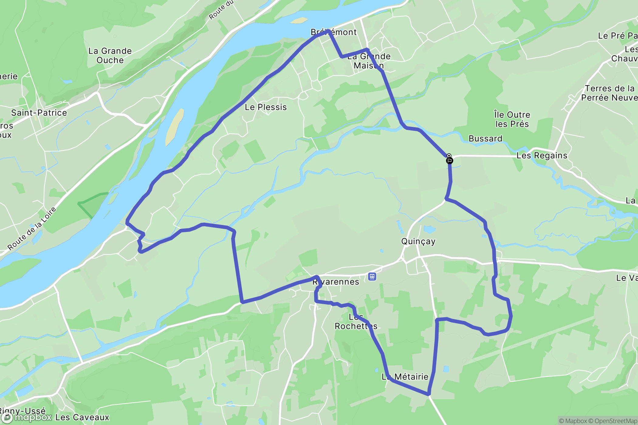 Rivarennes : carte du parcours de randonnée - France