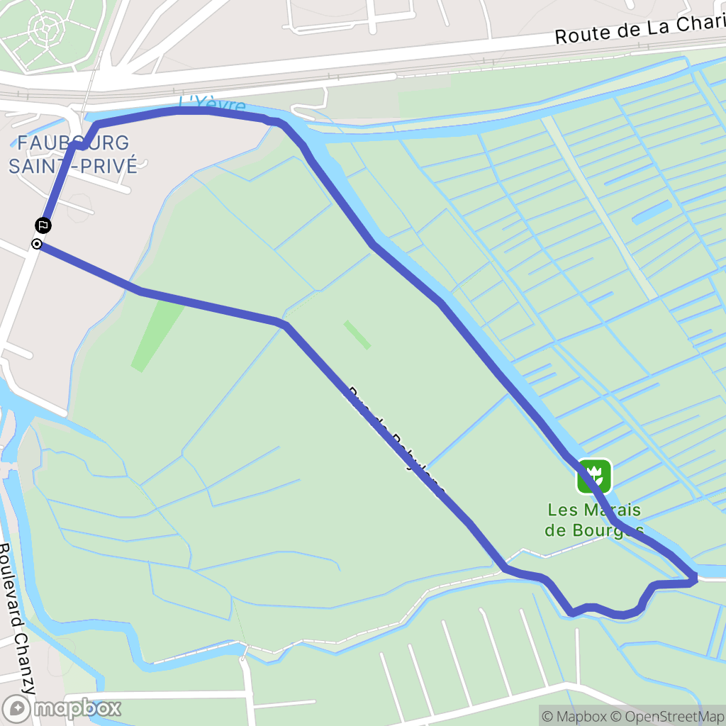 Bourges : carte du parcours de randonnée - France