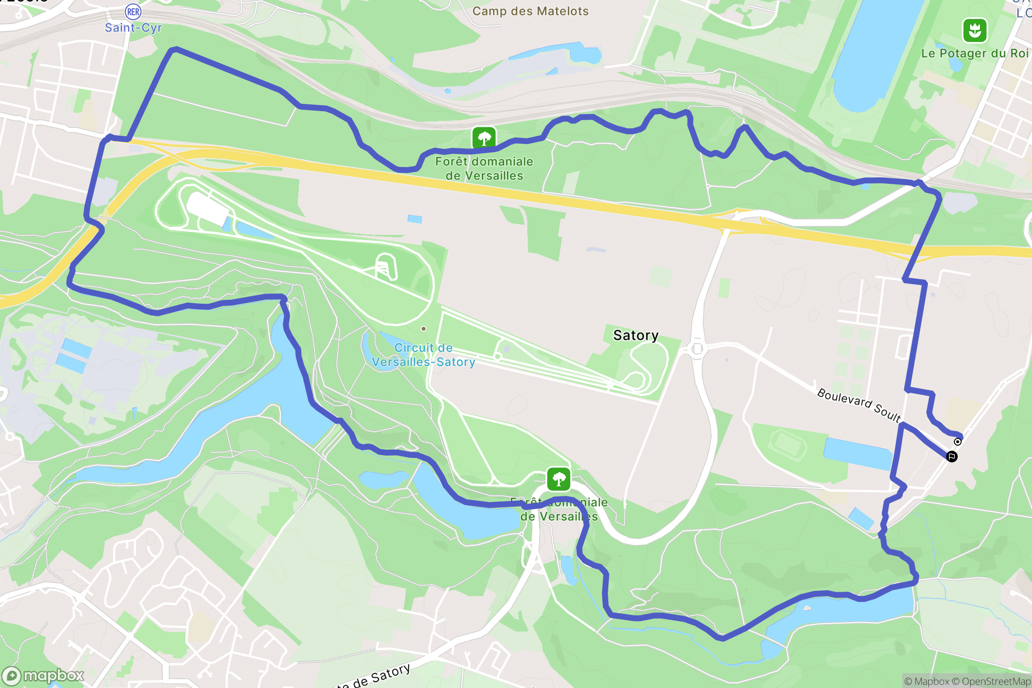 Versailles : carte du parcours de randonnée - France
