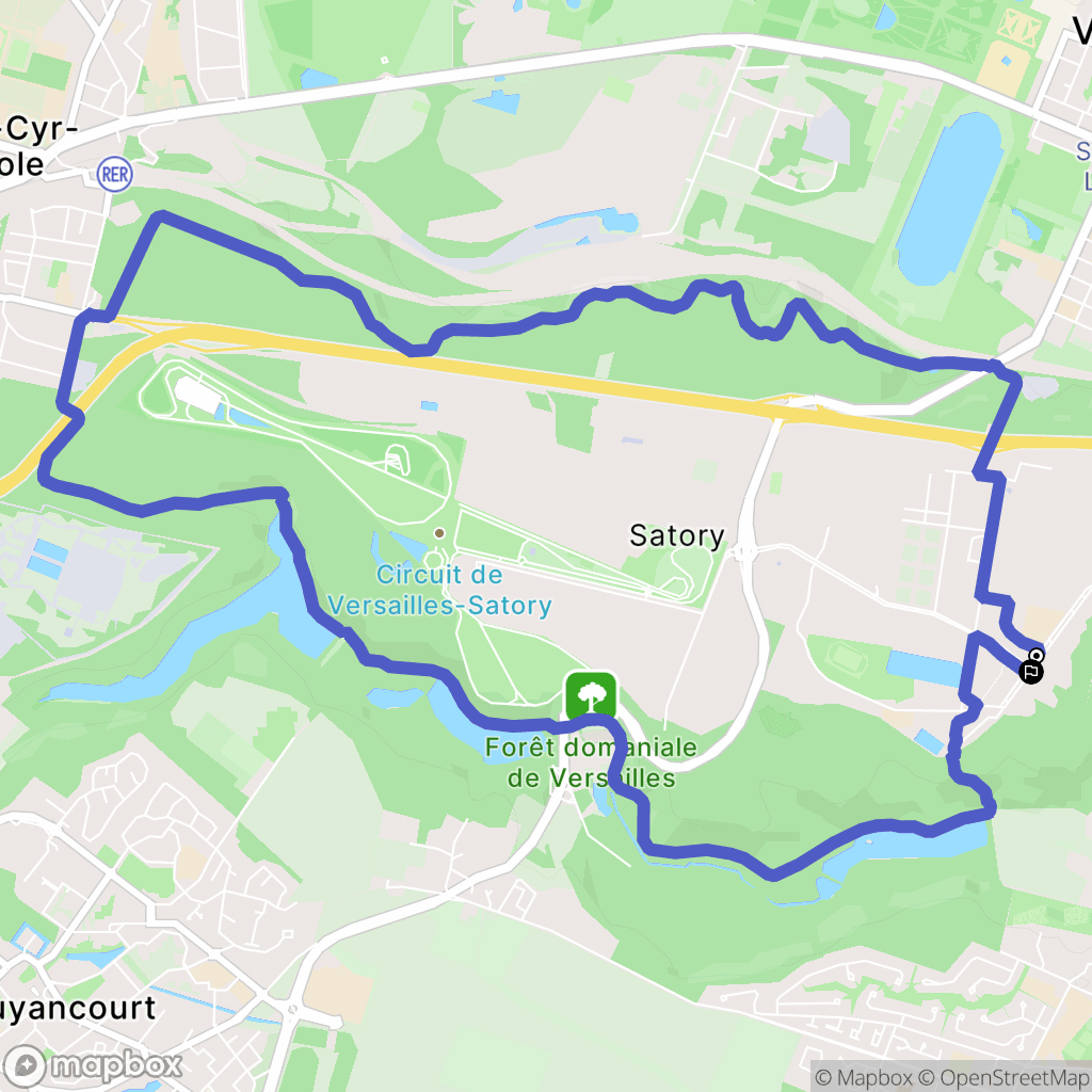 Versailles : carte du parcours de randonnée - France
