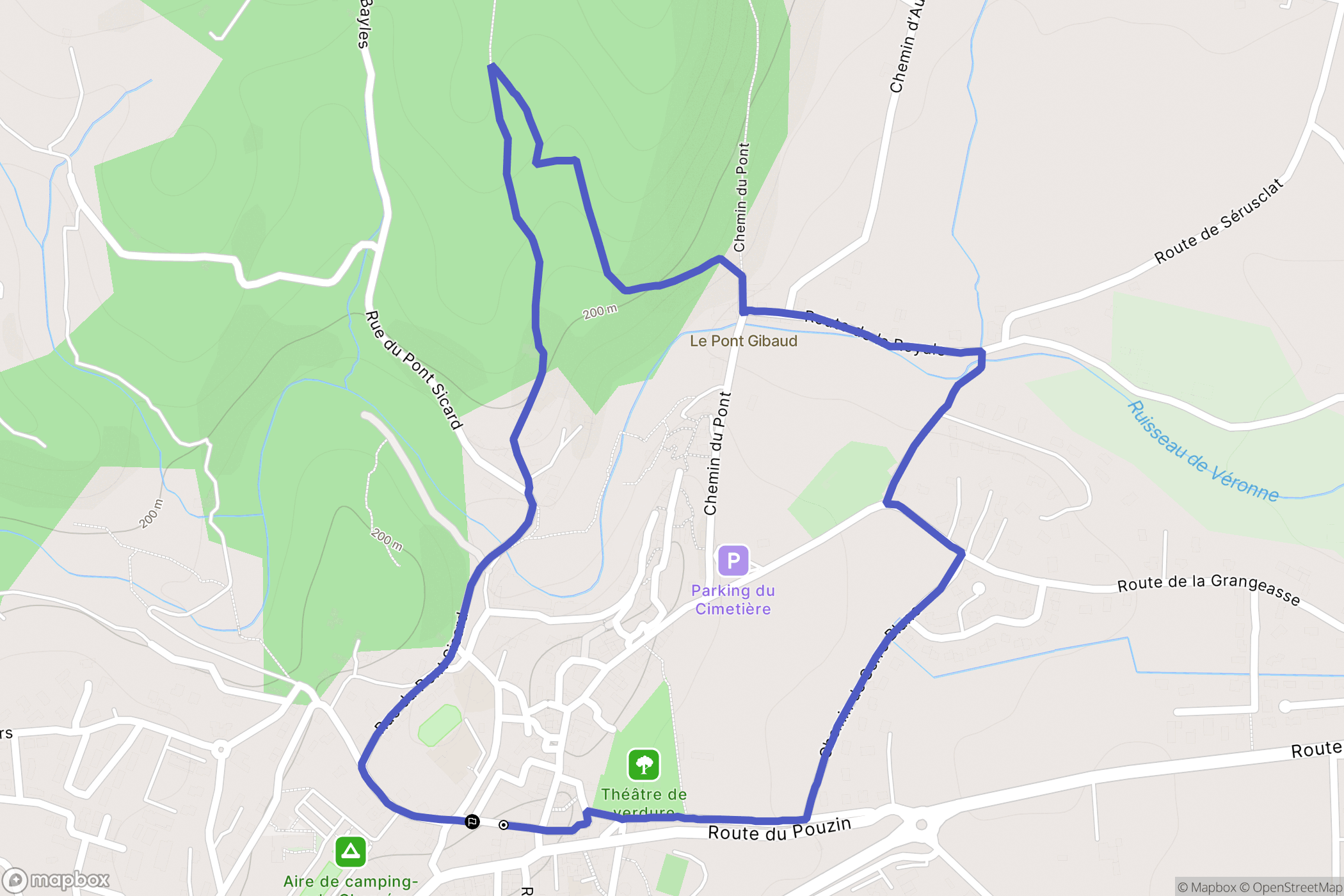 Chomérac : carte du parcours de randonnée - France