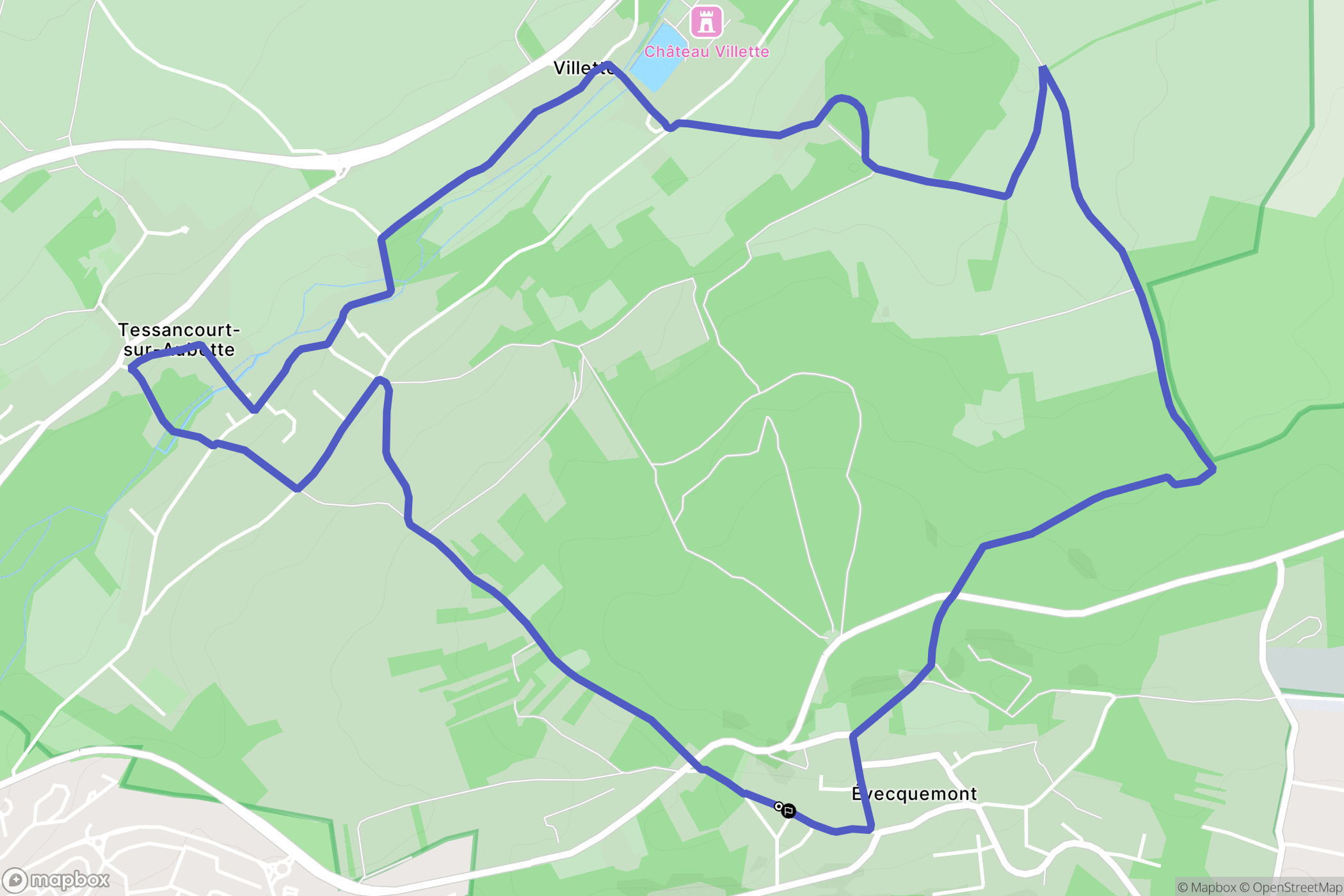 Évecquemont : carte du parcours de randonnée - France